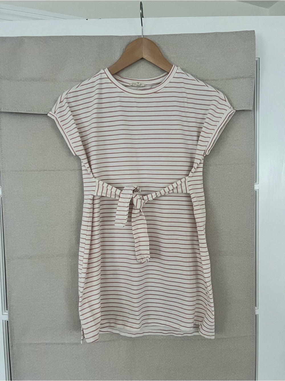 Pretty in Pink BUNDLE Hayden Cream and Mauve Striped DRESS & Mauve/pink romper - Picture 2 of 5
